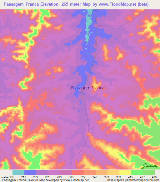 Passagem Franca,Brazil Elevation Map