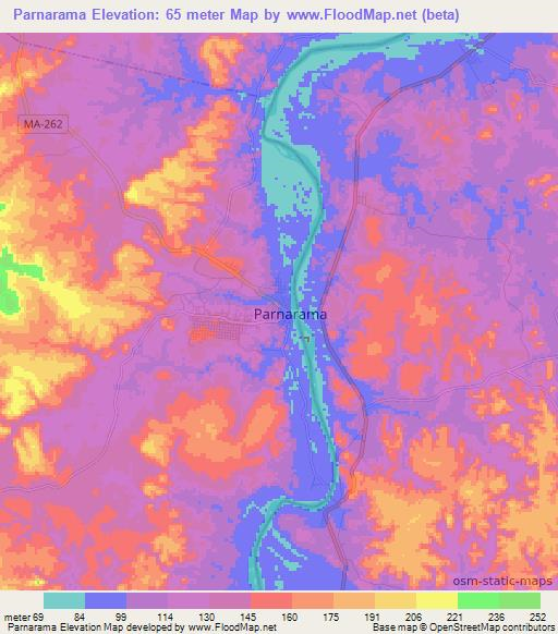 Parnarama,Brazil Elevation Map