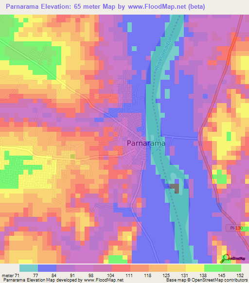 Parnarama,Brazil Elevation Map