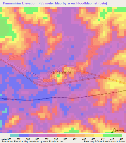 Parnamirim,Brazil Elevation Map