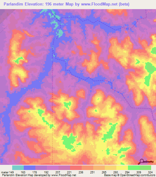 Parlandim,Brazil Elevation Map