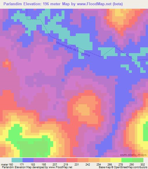 Parlandim,Brazil Elevation Map