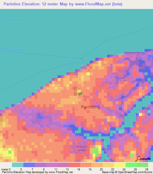 Parintins,Brazil Elevation Map