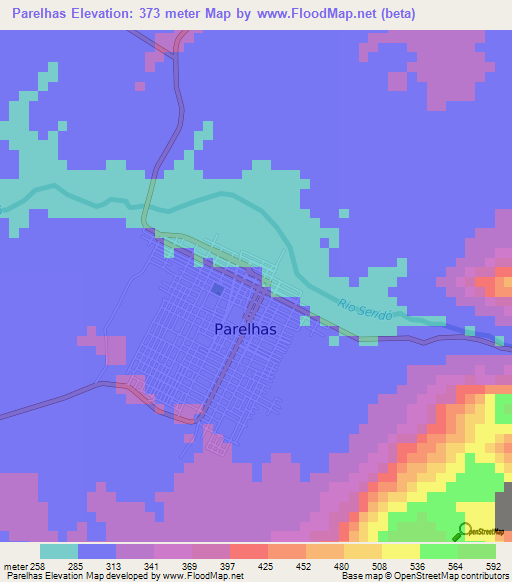 Parelhas,Brazil Elevation Map