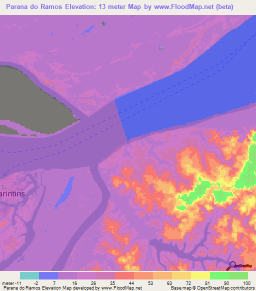 Parana do Ramos,Brazil Elevation Map