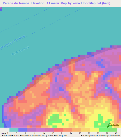 Parana do Ramos,Brazil Elevation Map