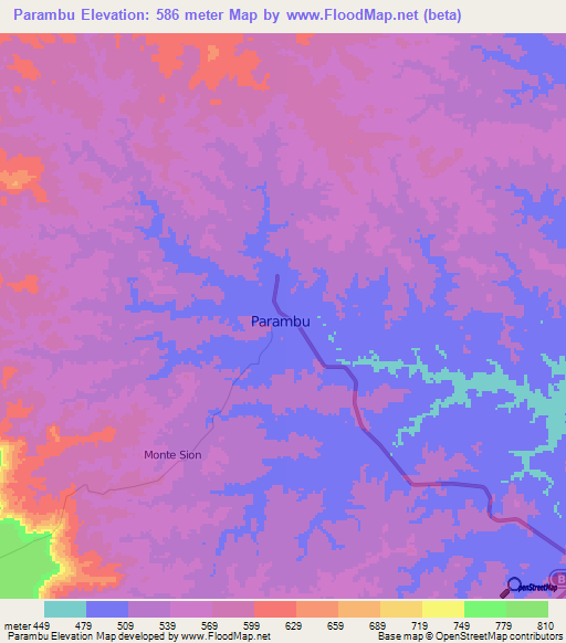 Parambu,Brazil Elevation Map