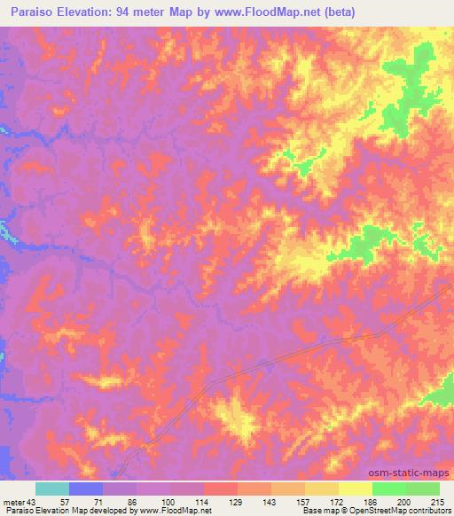 Paraiso,Brazil Elevation Map