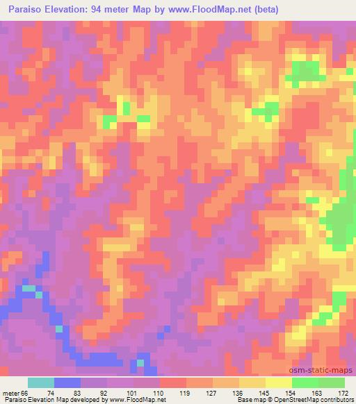 Paraiso,Brazil Elevation Map