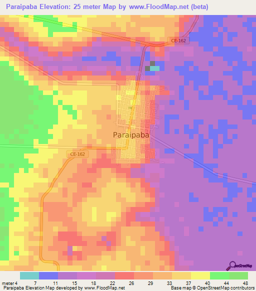 Paraipaba,Brazil Elevation Map