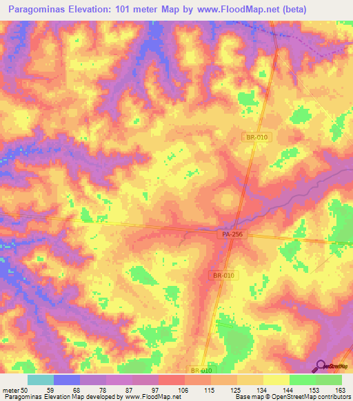 Paragominas,Brazil Elevation Map