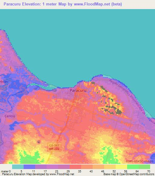 Paracuru,Brazil Elevation Map