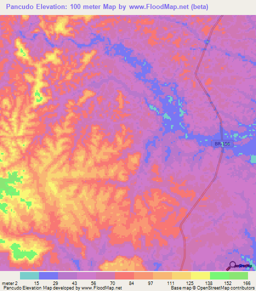 Pancudo,Brazil Elevation Map