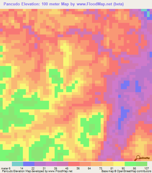 Pancudo,Brazil Elevation Map