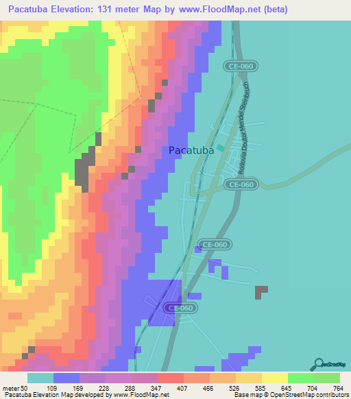 Pacatuba,Brazil Elevation Map