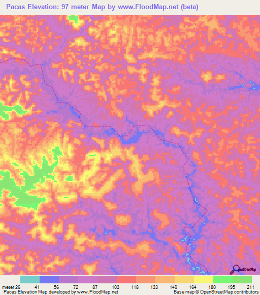 Pacas,Brazil Elevation Map