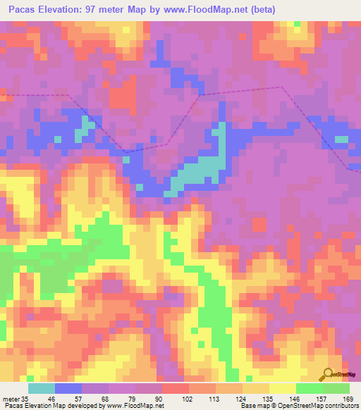 Pacas,Brazil Elevation Map