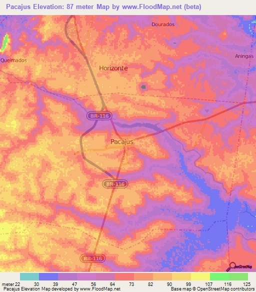 Pacajus,Brazil Elevation Map