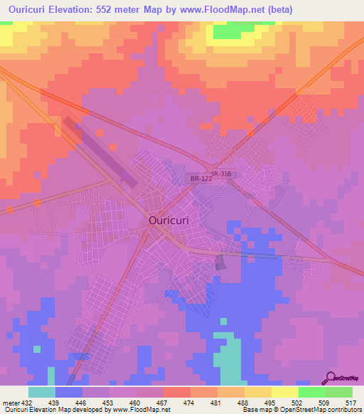 Ouricuri,Brazil Elevation Map