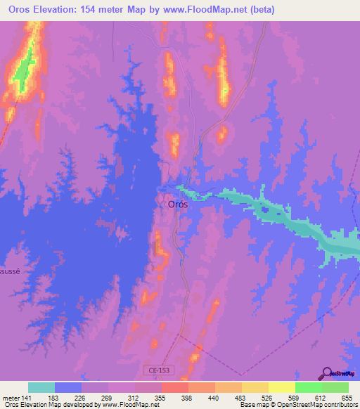 Oros,Brazil Elevation Map