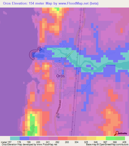 Oros,Brazil Elevation Map