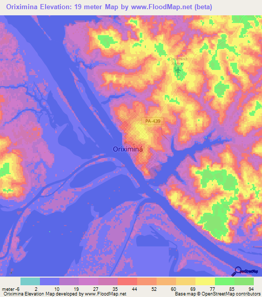 Oriximina,Brazil Elevation Map