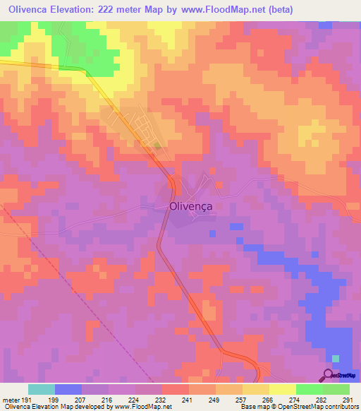 Olivenca,Brazil Elevation Map