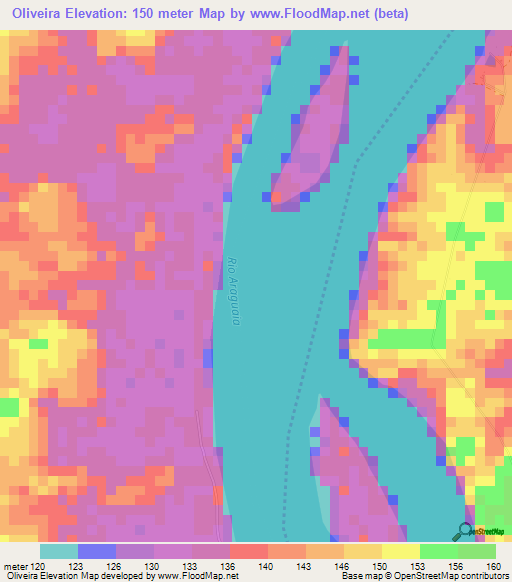 Oliveira,Brazil Elevation Map