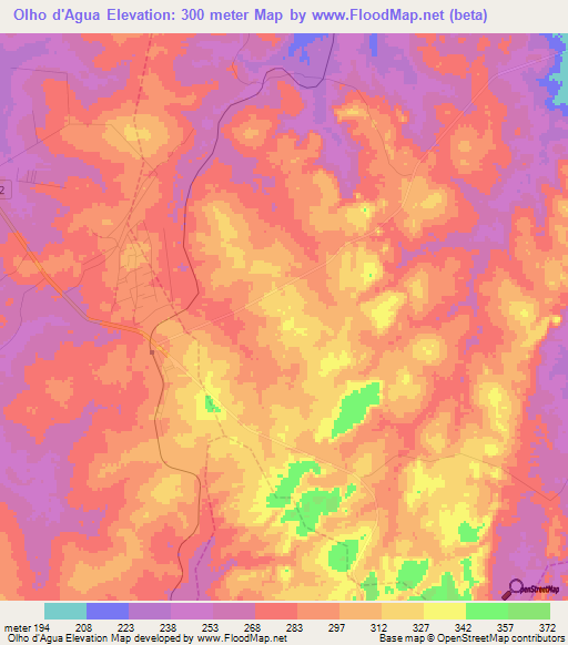 Olho d'Agua,Brazil Elevation Map