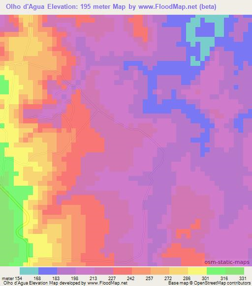 Olho d'Agua,Brazil Elevation Map