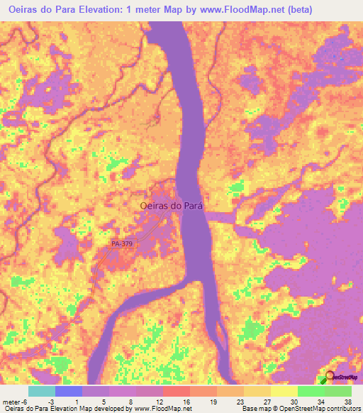 Oeiras do Para,Brazil Elevation Map