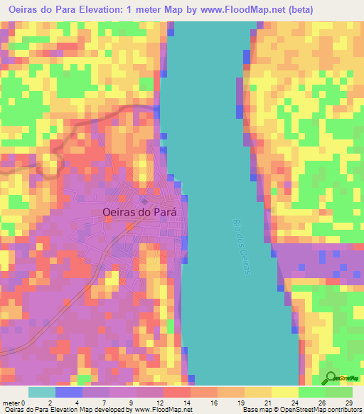 Oeiras do Para,Brazil Elevation Map