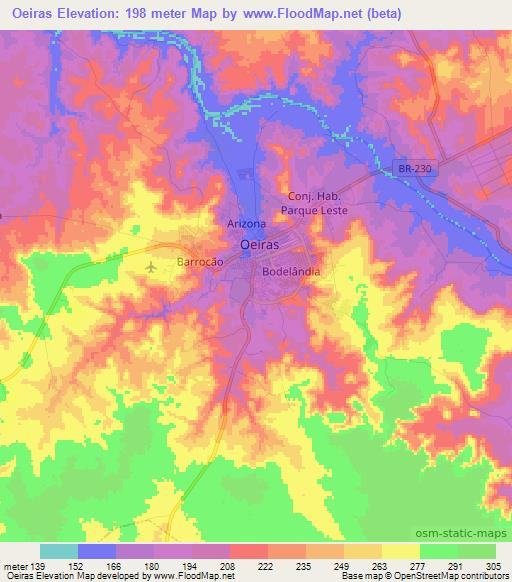 Oeiras,Brazil Elevation Map