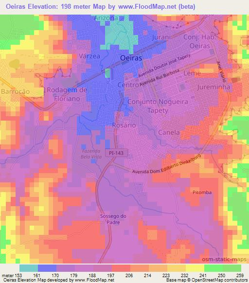 Oeiras,Brazil Elevation Map