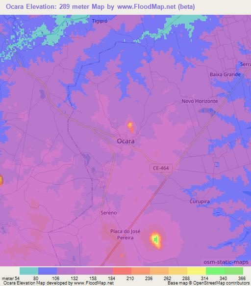 Ocara,Brazil Elevation Map