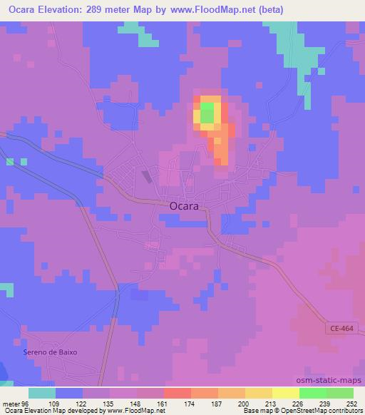 Ocara,Brazil Elevation Map