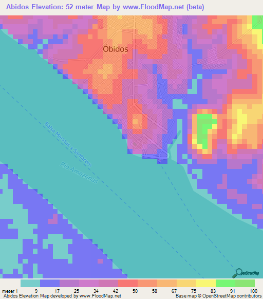 Abidos,Brazil Elevation Map