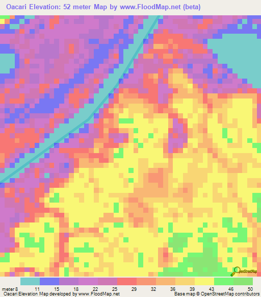 Oacari,Brazil Elevation Map