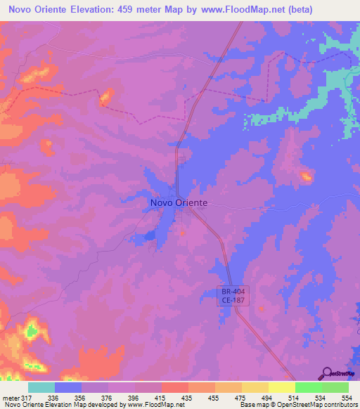 Novo Oriente,Brazil Elevation Map