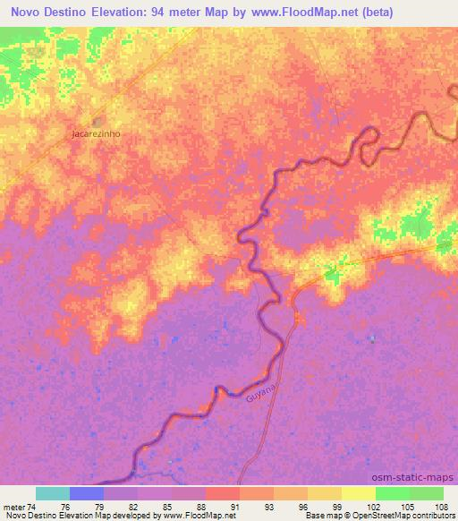 Novo Destino,Brazil Elevation Map