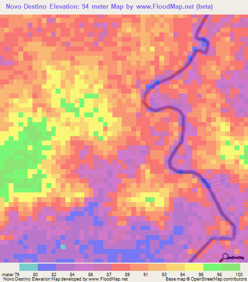 Novo Destino,Brazil Elevation Map