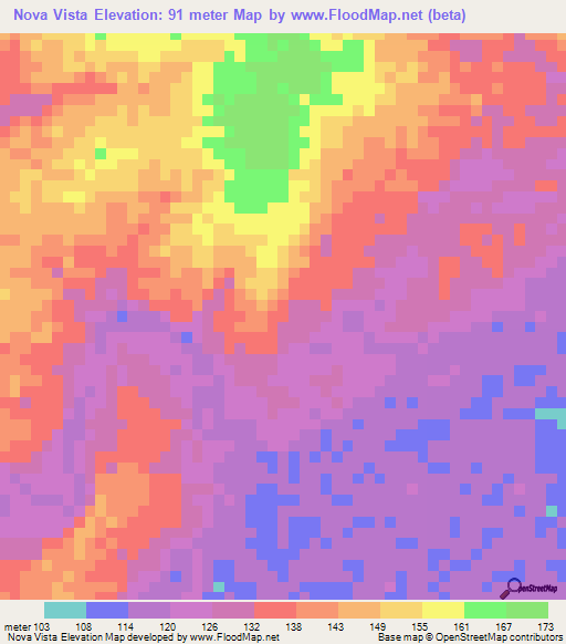 Nova Vista,Brazil Elevation Map