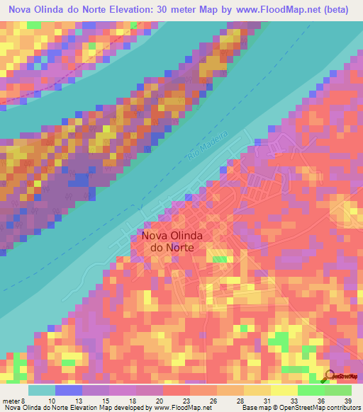 Nova Olinda do Norte,Brazil Elevation Map