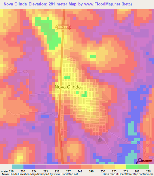 Nova Olinda,Brazil Elevation Map