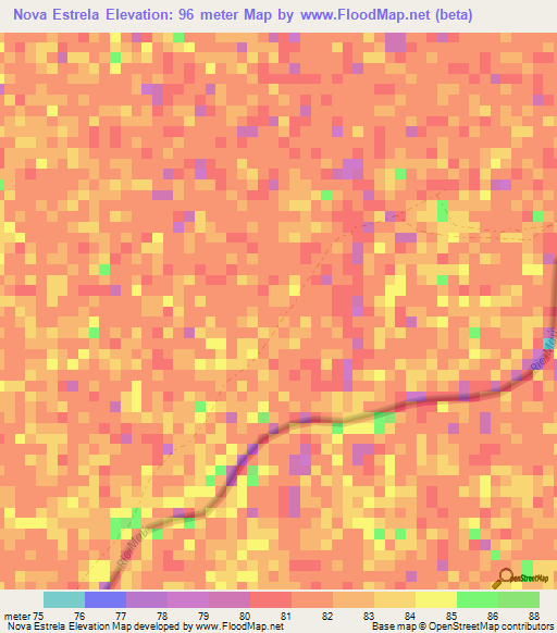 Nova Estrela,Brazil Elevation Map