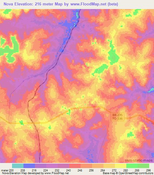 Nova,Brazil Elevation Map