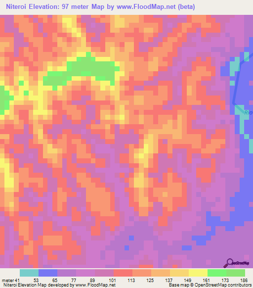 Niteroi,Brazil Elevation Map