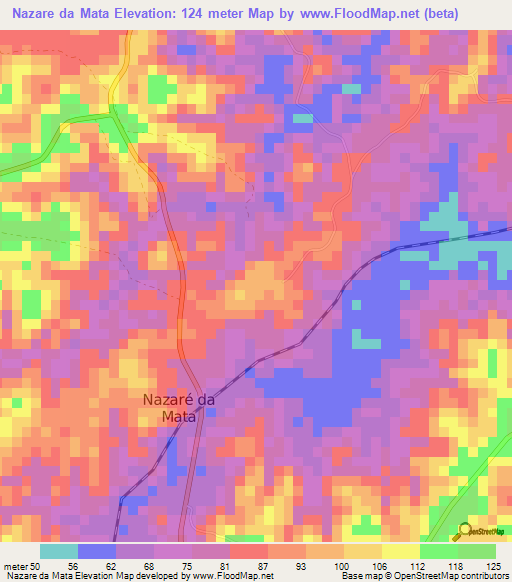 Nazare da Mata,Brazil Elevation Map