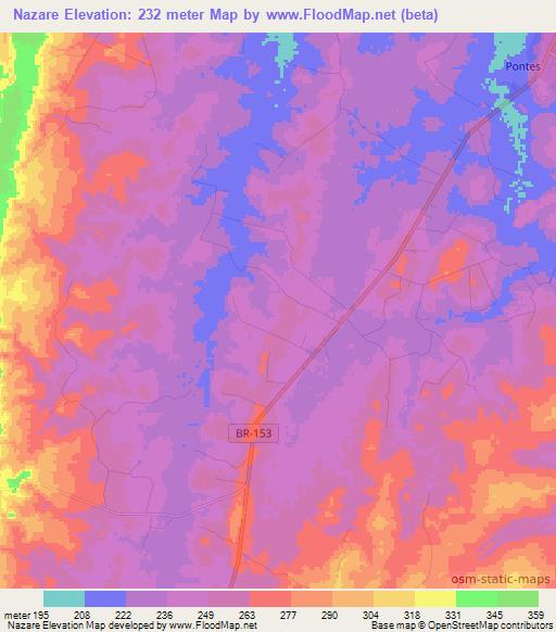 Nazare,Brazil Elevation Map