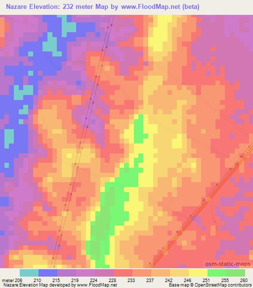 Nazare,Brazil Elevation Map